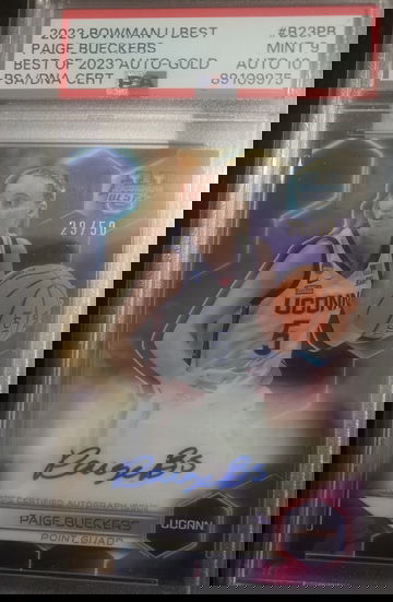 2013 bowman u best Paige Bueckers #/50 auto gold refractor psa 9 auto 10 duel grade !!