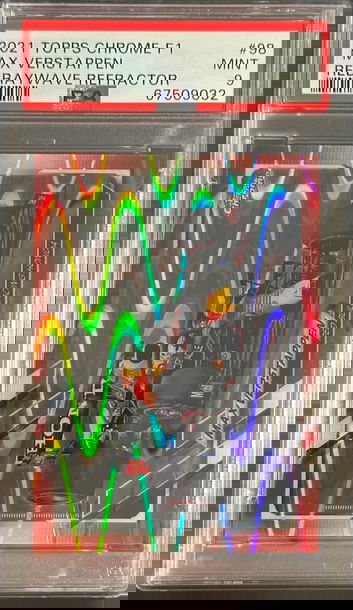 2021 Topps Chrome F1 Max Verstappen Red Raywave Refractor /5 Formula 1 Red Bull Car #98