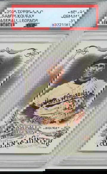 2016 TOPPS ALLEN & GINTER BASEBALL LEGENDS SANDY KOUFAX DODGERS PSA 10 LOW POP