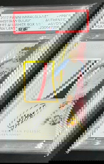2017 Immaculate Christian Pulisic Patch auto white box 1/1 psa auto 9