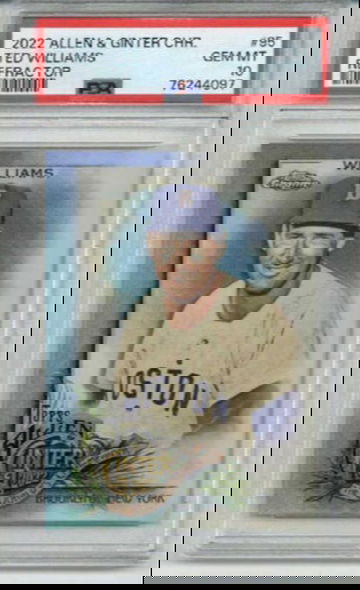 2022 TOPPS ALLEN & GINTER CHROME REFRACTOR #95 TED WILLIAMS RED SOX PSA 10