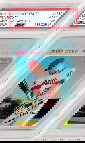 2020 Topps Heritage #466 Mike Trout Chrome Refractor PSA 9 MINT!