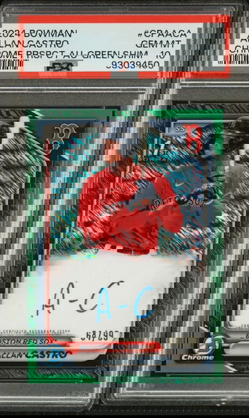 2024 Bowman Chrome Prospect Autographs Chrome Prspct Au-Green Shim Allan Castro #CPAACA /99 PSA 10