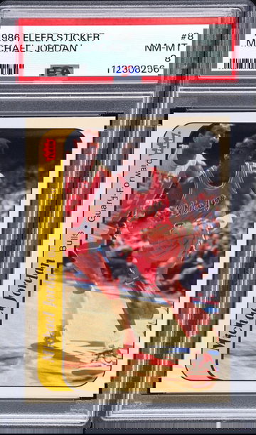 1986 MICHAEL JORDAN FLEER STICKER PSA 8 