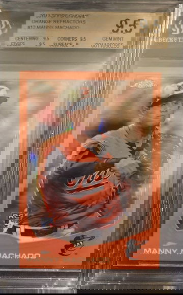2013 Topps Chrome Orange Refractor Manny Machado Rookie RC Bgs 9.5 Matching jersey color Future HOF