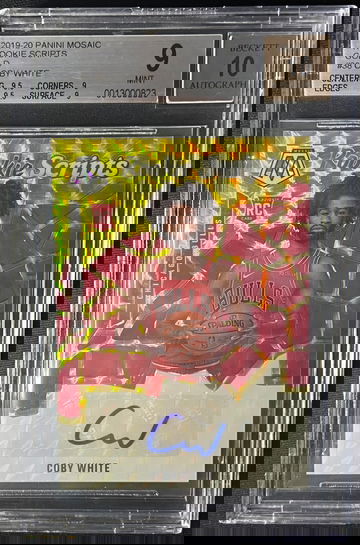 2019 Mosaic Rookie Scripts Gold Prizm Coby White RC Auto #38 /25 BGS 9 Auto 10