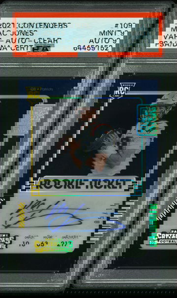 2021 Contenders Mac Jones Variation Clear Auto /10! PSA 9 Pop 2!
