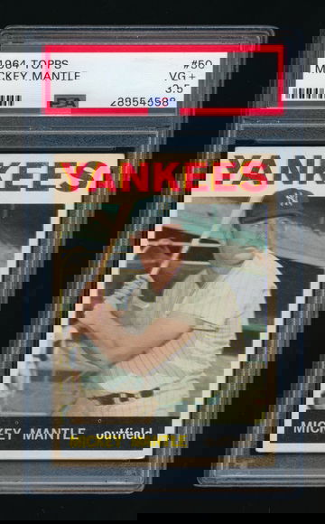 1964 Topps #50, Mickey Mantle PSA 3.5 Clean, No Creases