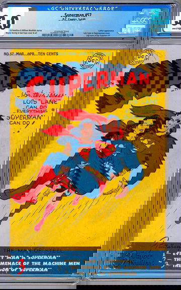 SUPERMAN #57 CGC 3.0 LOIS LANE aka SUPERWOMAN *SUPERBOY #1 FULL PAGE AD* 1949