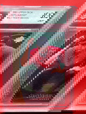 2001 UPPER DECK TIGER WOODS #SL7 STAT LEADERS BGS 8.5