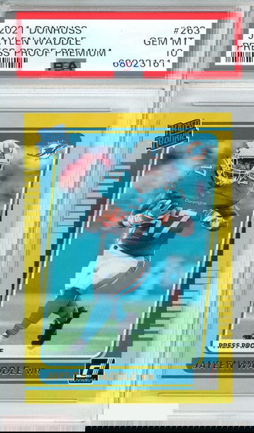 2021 PANINI DONRUSS JAYLEN WADDLE #263 PRESS PROOF PREMIUM RC PSA 10 GEM MT