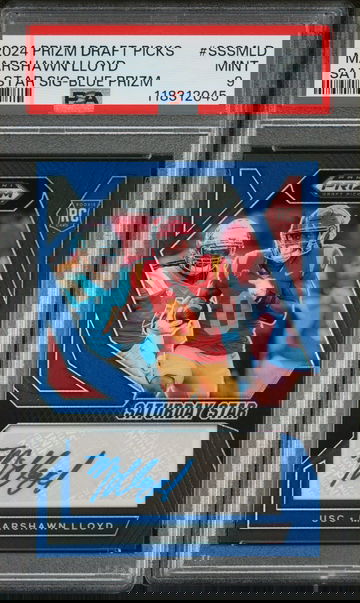 2024 Panini Prizm Draft Picks Saturday Star Signatures Blue Prizm Marshawn Lloyd #SSSMLD /149 PSA 9