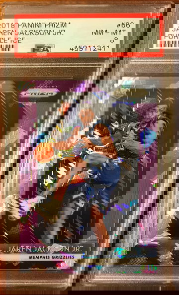 2018 Prizm Jaren Jackson Jr. JJJ Purple Ice Rookie RC #66 90/149 PSA 8 Near Mint NM