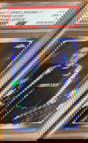 2021 TOPPS CHROME F1 ESTEBAN OCON SAPPHIRE #10 PSA 9 MINT