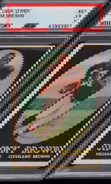 1958 TOPPS FOOTBALL JIM BROWN ROOKIE RC #62 PSA 5 EX (PWCC vault stored)