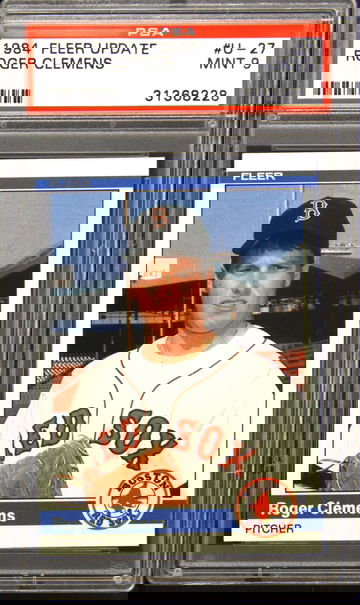 1984 Fleer Update #U27, Roger Clemens RC PSA 9 MINT Centered