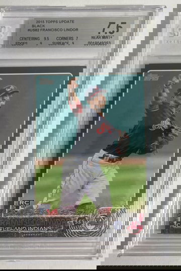 2015 Topps Update Francisco Lindor Black Parallel Rookie RC #US82 17/64 BGS 7.5