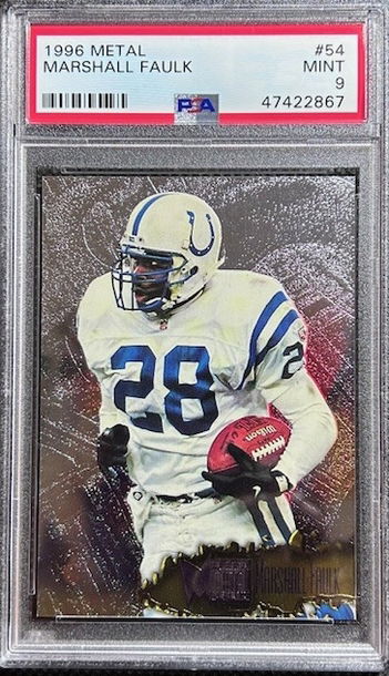 1996 Marshall Faulk Metal PSA 9 MINT #54 Indianapolis Colts HOF 