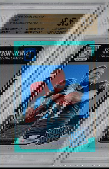 2016 Donruss Optic Aqua /299 Carson Wentz BGS 9.5