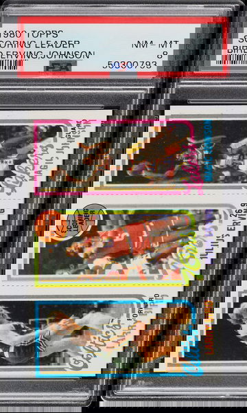 1980 Topps Larry Bird Magic Johnson Rookie Card RC Dr. J Julius Erving PSA 8 NM-MT