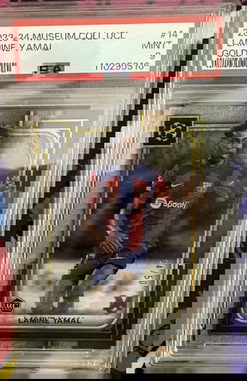 2023-24 Topps Museum Collection UCL #14 Lamine Yamal - Gold /50 RC PSA 9 POP 7