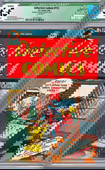 DETECTIVE COMICS #112 CGC 6.5 CLASSIC *GOLDEN AGE BATMAN CVR* SWAN ROUSSOS 1946