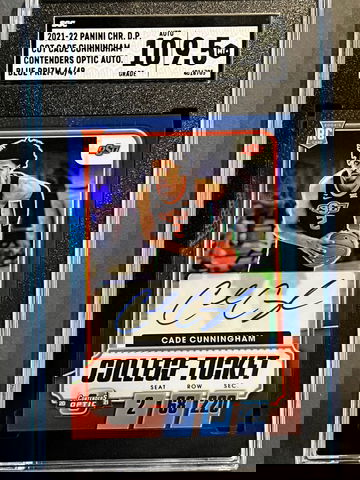 2021-22 Optic Cade Cunningham RC SP Blue On Card Rookie Auto # /49 SGC 9.5 MINT+