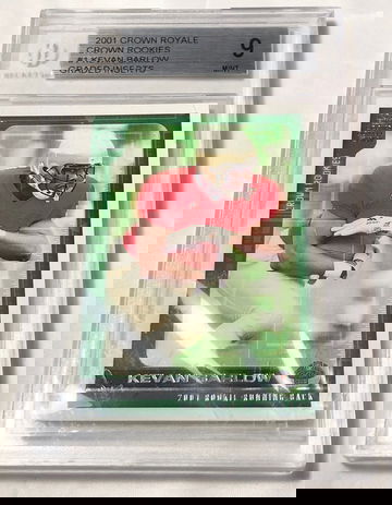 2001 CROWN ROYALE , #1 KEVAN BARLOW ( CROWN ROOKIES) GRADED INSERT MINT-9