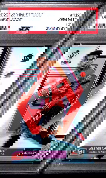 2022-23 TOPPS FINEST UEFA UCL DESIRE DOUE REFRACTOR #112 RC ROOKIE PSA 10