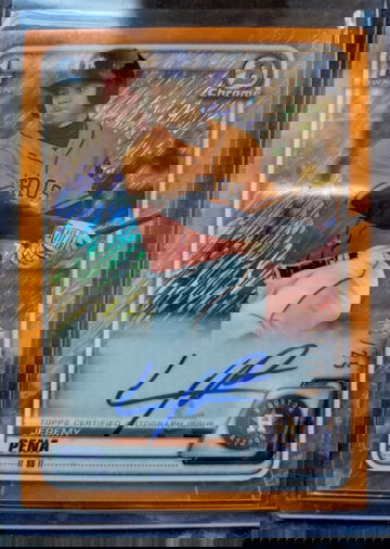 2020 Bowman 1st Chrome Jeremy Pena Orange Shimmer Auto