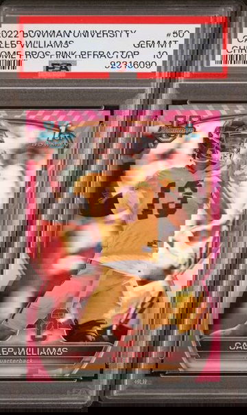 2022 Bowman University Chrome Prospects (1st) Caleb Williams Pink Refractor PSA 10