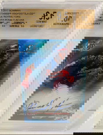 2017 BOWMAN CHROME RONALD ACUNA BLUE AUTO /150 BGS 9.5 