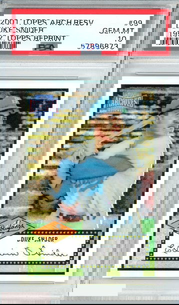 2001 TOPPS ARCHIVES RESERVE DUKE SNIDER #99 1952 TOPPS REPRINT PSA 10 GEM MT