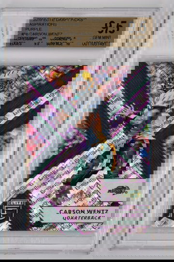 2018 Elite Draft Picks Aspirations Purple /99 Carson Wentz BGS 9.5