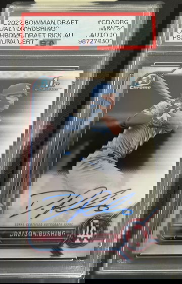 2022 Bowman Draft Chrome - Dalton Rushing 1st - Prospect Auto - PSA 9 Auto 10