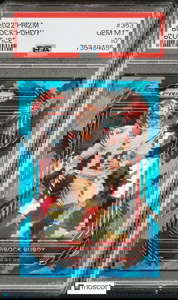 2022 Panini Prizm Brock Purdy Blue Ice /99 #353 Rookie Card RC PSA 10