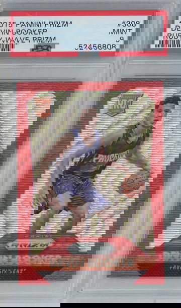 2015 Panini Prizm 308 DEVIN BOOKER RC Ruby Wave /350 PSA 9 POP 20 CENTERED