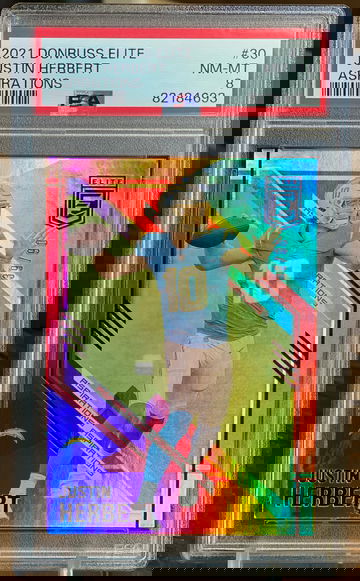 2021 Justin Herbert /89 Aspirations Holo Refractor PSA 8 Panini Elite