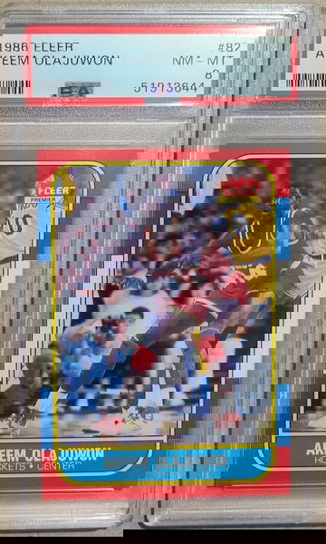 Hakeem Akeem Olajuwon 1986 Fleer PSA 8 Rookie Card RC