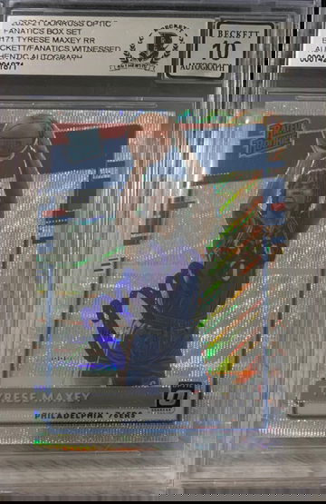 2020 Optic RR Silver Wave Tyrese Maxey AUTO Beckett witness