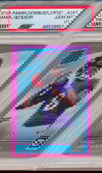 2018 Optic Pink Lamar Jackson PSA 10 Gem Mint