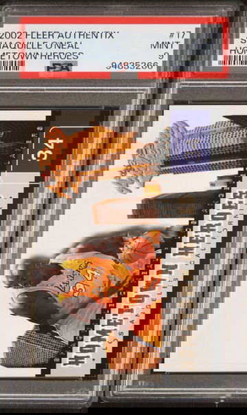 2002 FLEER SHAQUILLE O'NEAL AUTHENTIX HOMETOWN HEROES #17 PSA 9 BK.A1.34