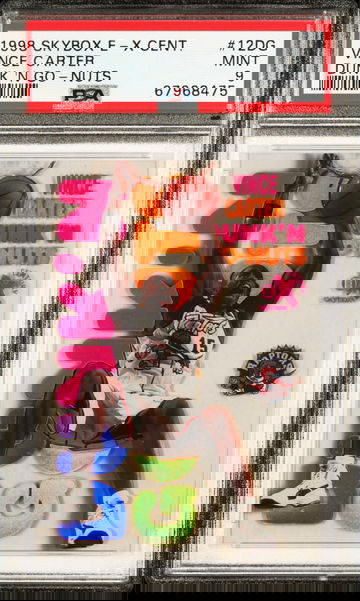 1998-99 SKYBOX E-X CENTURY DUNK 'N GO-NUTS VINCE CARTER RC PSA 9 DUNKIN #12DG