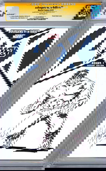 AVENGERS vs X-MEN #1 CGC-SS 9.6 HERB TRIMPE ORIG HULK SKETCH & SIGNED SDCC 2012