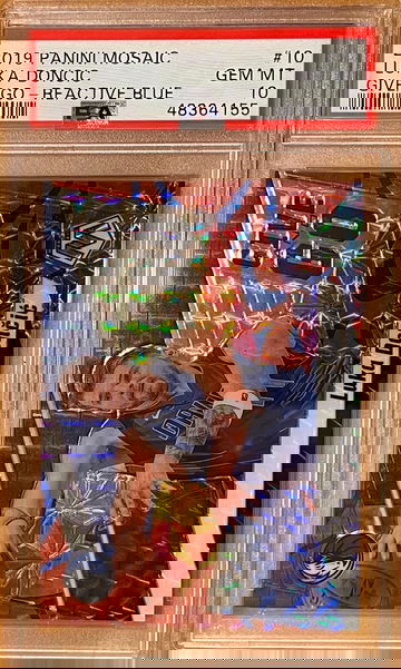 2019 Mosaic Luka Doncic Give N Go PRIZM Blue Reactive /99 PSA 10