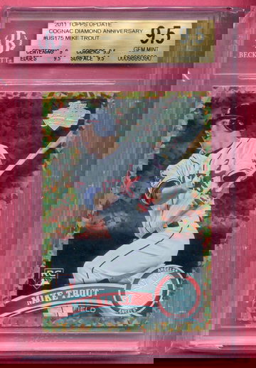 MIKE TROUT 2011 TOPPS UPDATE #US175 Rookie Cognac Diamond Anniversary BGS 9.5