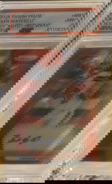 2018 Prizm Baker Mayfield Rookie Auto Red Wave 