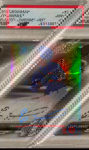2017 Eloy Jimenez Prospect Auto Chrome Refractor #EJ Ref PSA 9