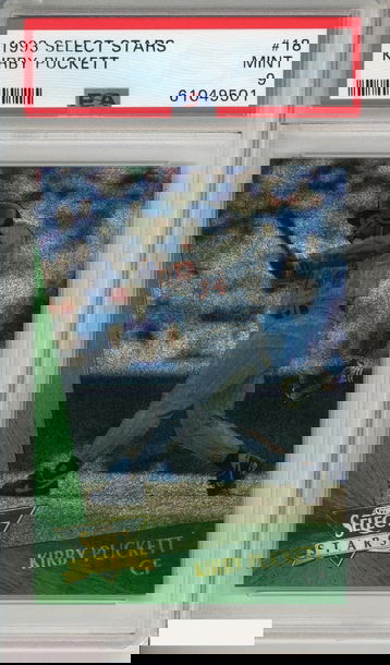 1993 SELECT STARS KIRBY PUCKETT #18 MINNESOTA TWINS PSA 9 MINT