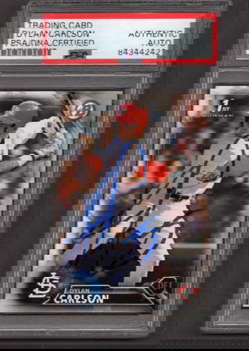 Dylan Carlson Signed Autographed 2016 Bowman Draft #3 PSA DNA COA RC